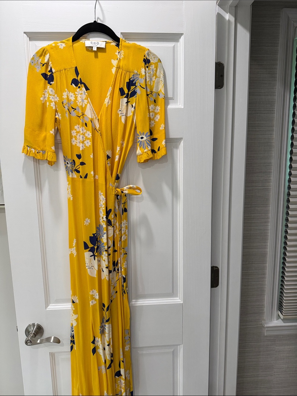 Sea New York Yellow Floral Dress with White Print